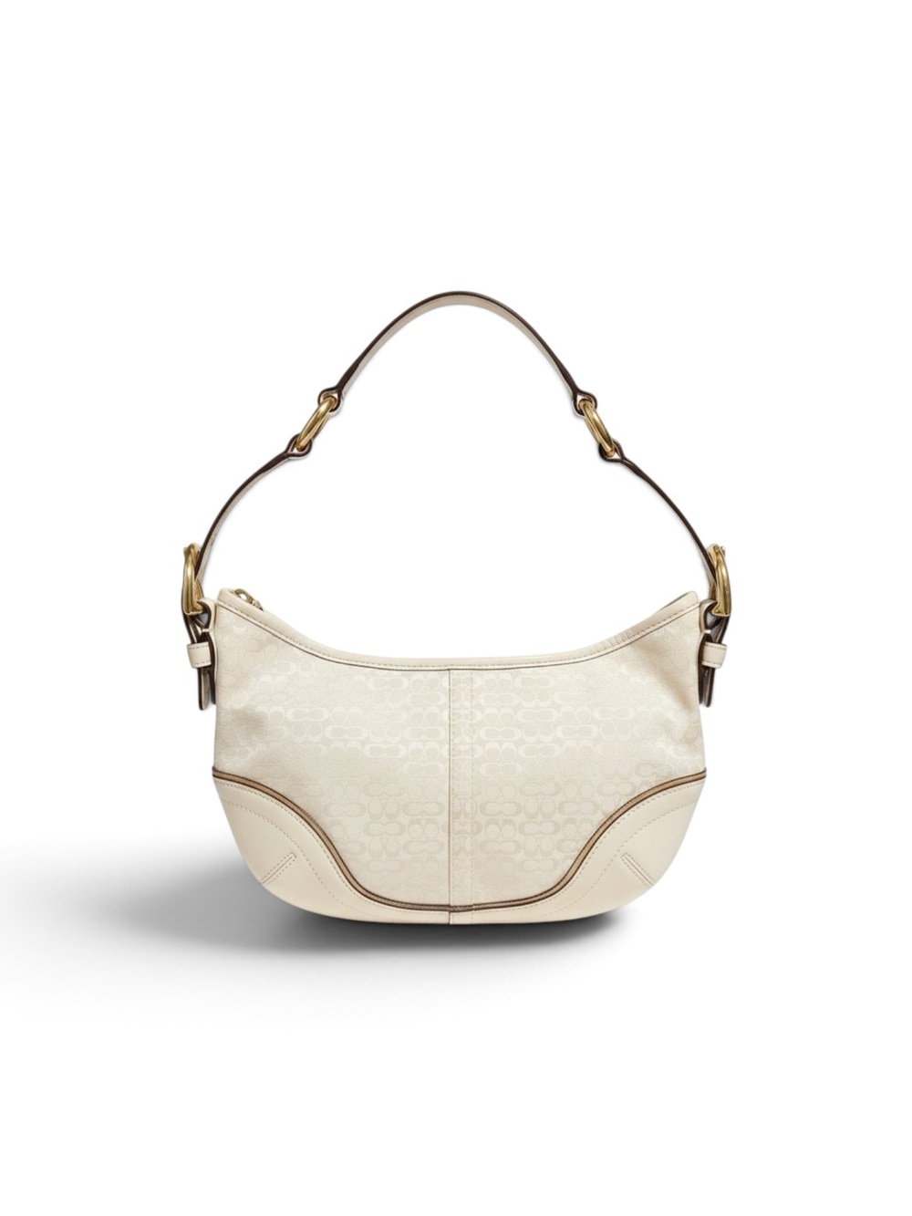 Coach Cream Jacquard Hobo with Gold-Tone Accents